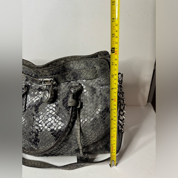 Michael Kors Large Hamilton Python-Print Leather Tote Shoulder Satchel Bag - Picture 6 of 12